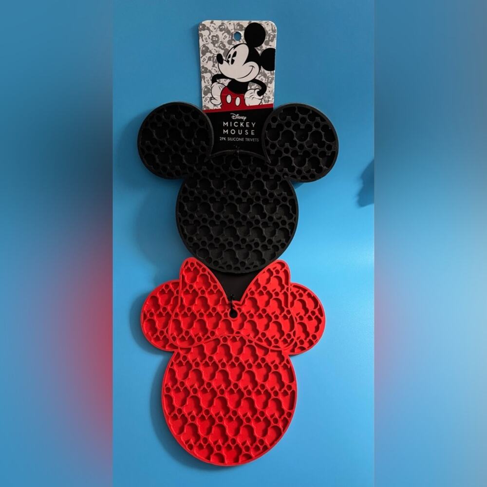 Disney Mickey Mouse Red and Black Silicone Trivets NWT